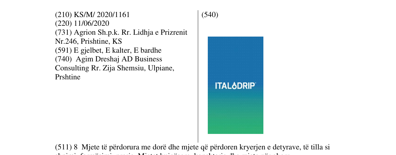 Zëri i markës ITALODRIP në buletin