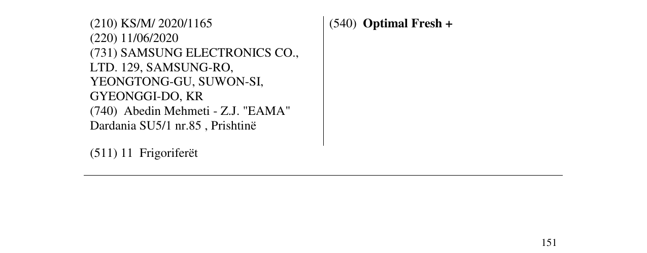 Zëri i markës Optimal Fresh + në buletin
