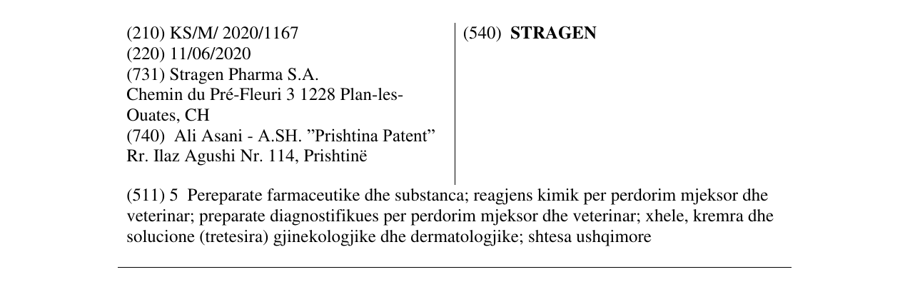 Zëri i markës STRAGEN në buletin