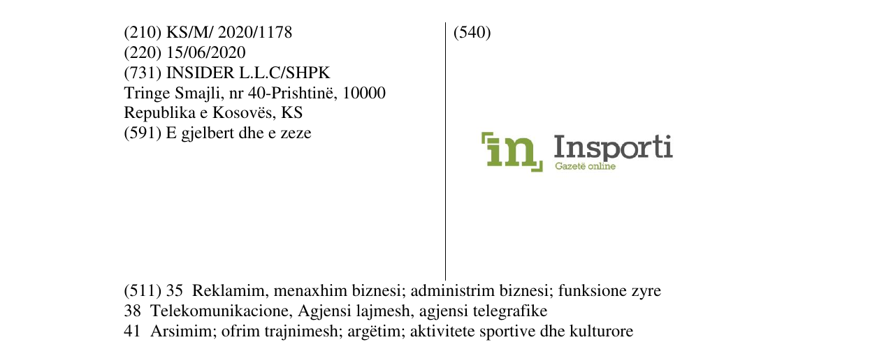 Zëri i markës INSPORTI në buletin