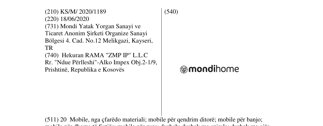Zëri i markës MONDIHOME në buletin