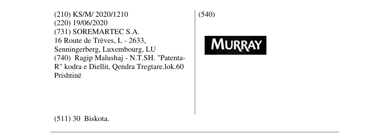Zëri i markës MURRAY në buletin