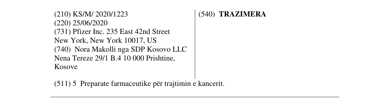 Zëri i markës TRAZIMERA në buletin