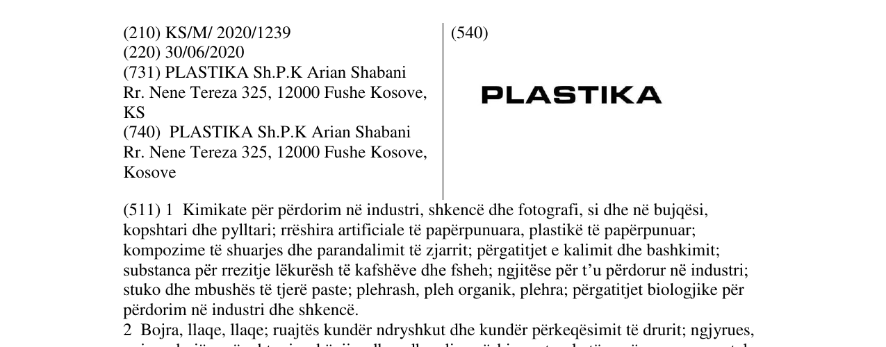 Zëri i markës PLASTIKA në buletin