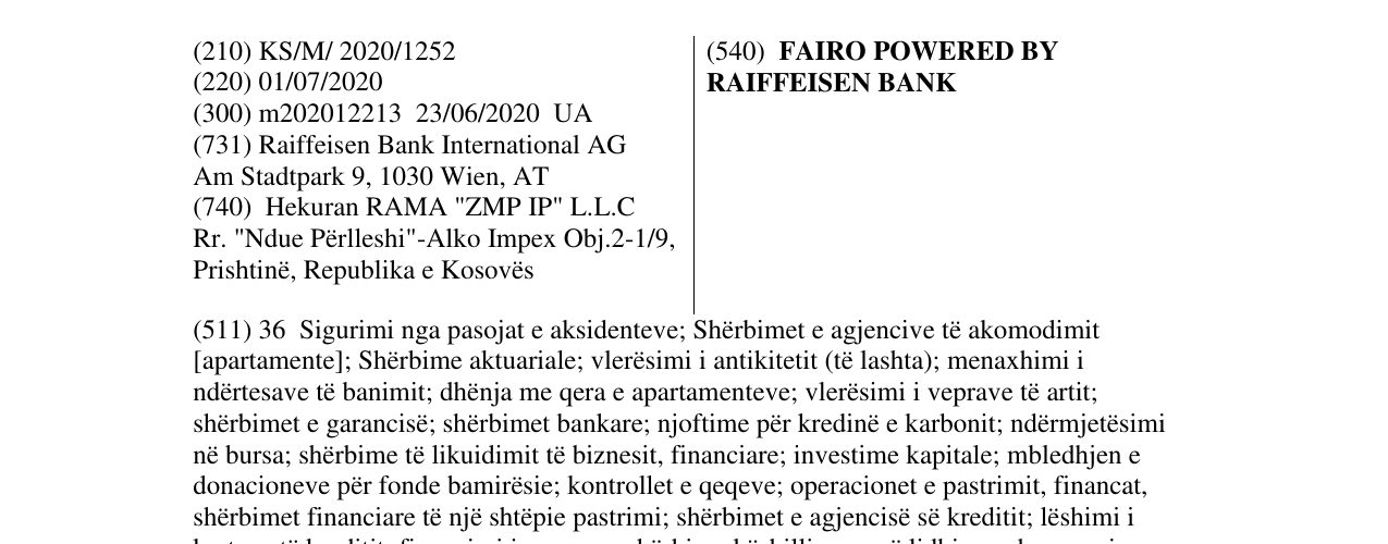 Zëri i markës FAIRO POWERED BY RAIFFEISEN BANK në buletin