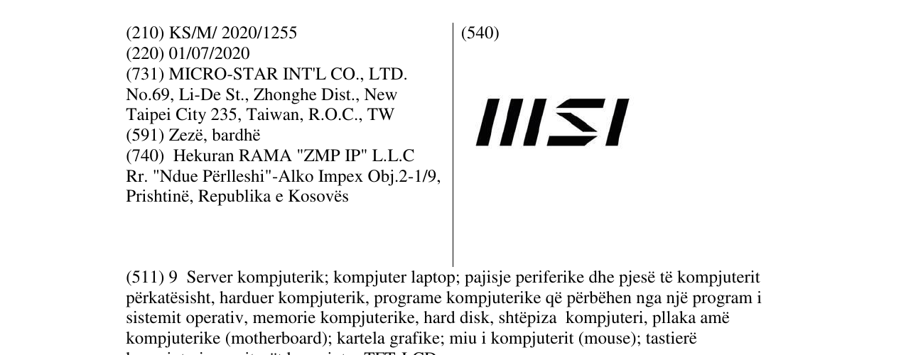 Zëri i markës MSI në buletin