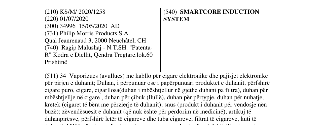 Zëri i markës SMARTCORE INDUCTION SYSTEM në buletin