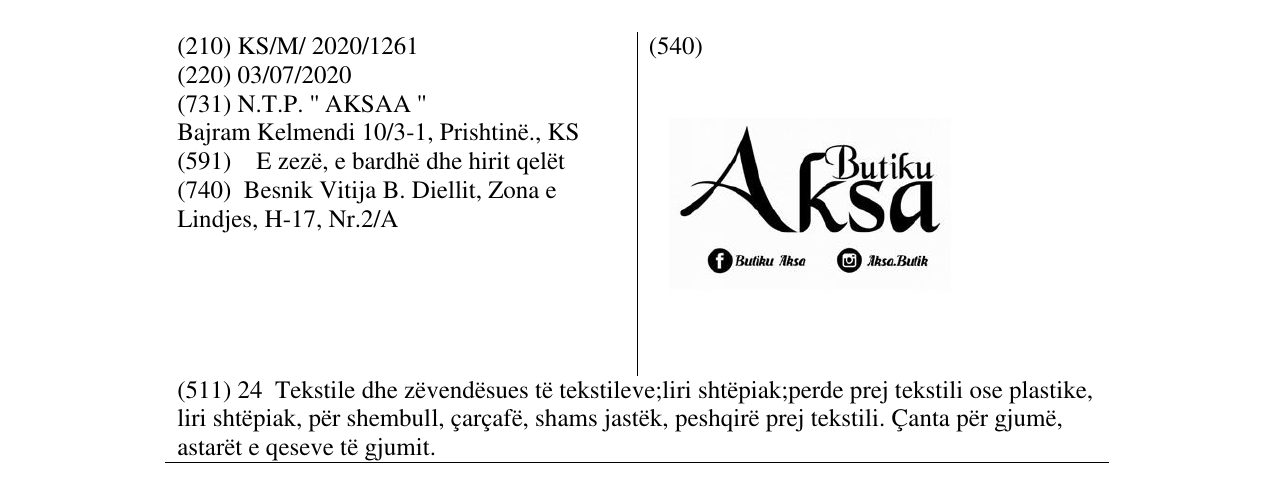 Zëri i markës Aksa në buletin