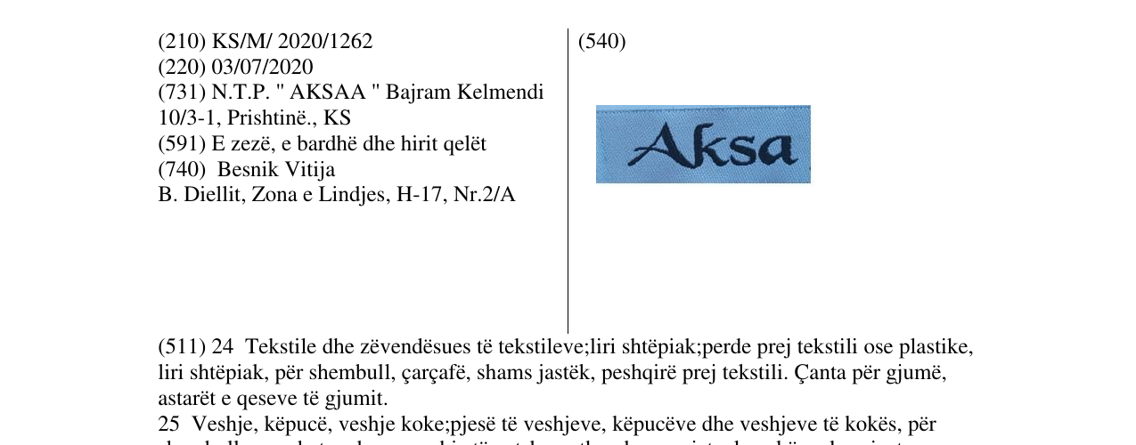 Zëri i markës Aksa në buletin