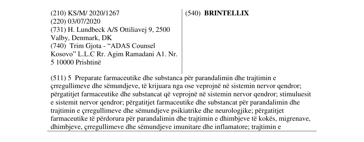 Zëri i markës BRINTELLIX në buletin