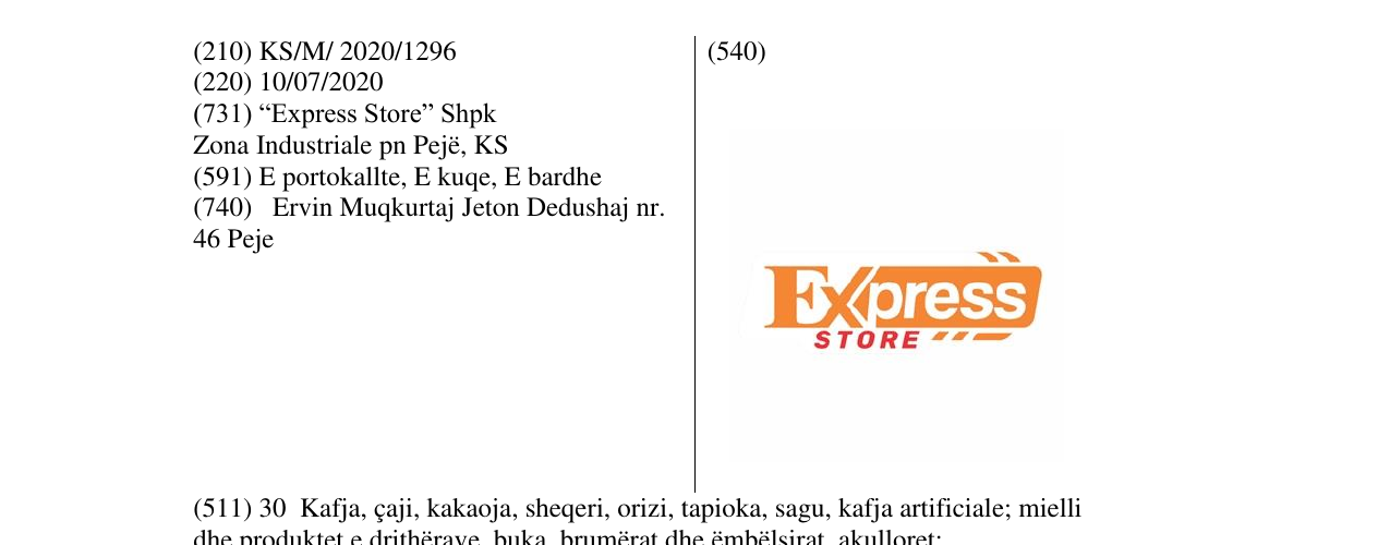 Zëri i markës Express store në buletin