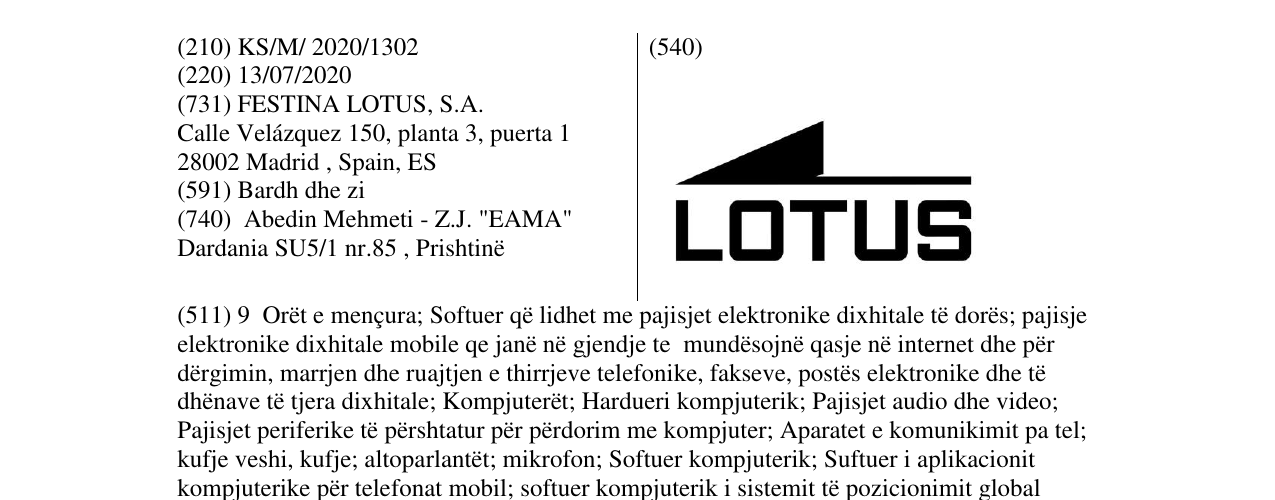 Zëri i markës lotus në buletin