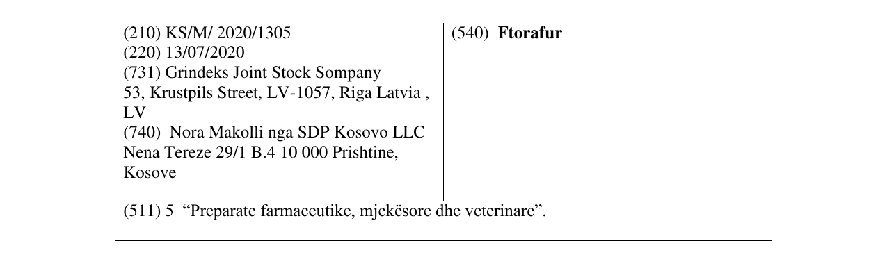 Zëri i markës Ftorafur në buletin