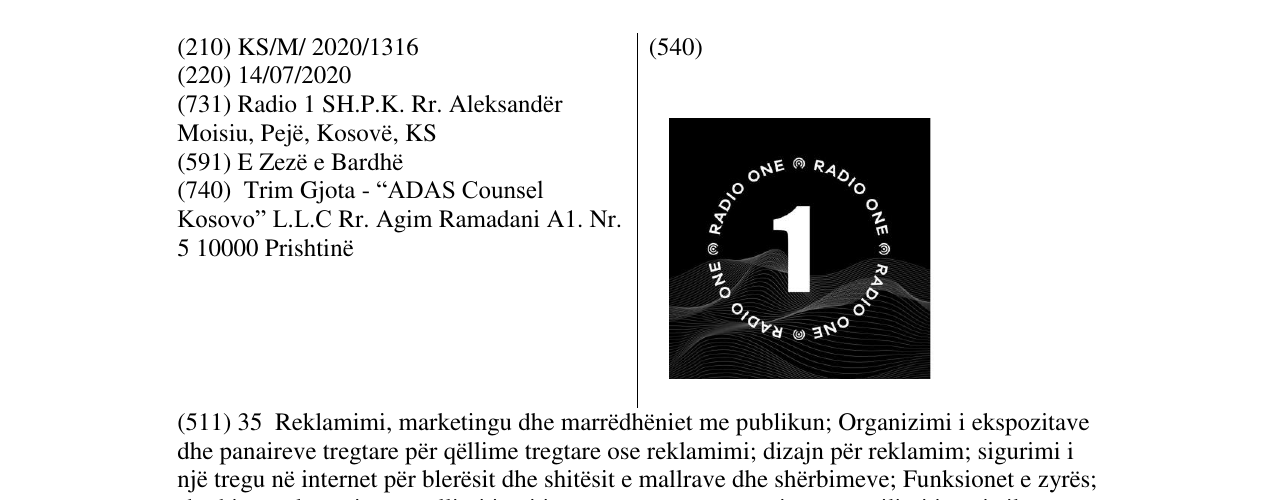 Zëri i markës Radio One 1 në buletin