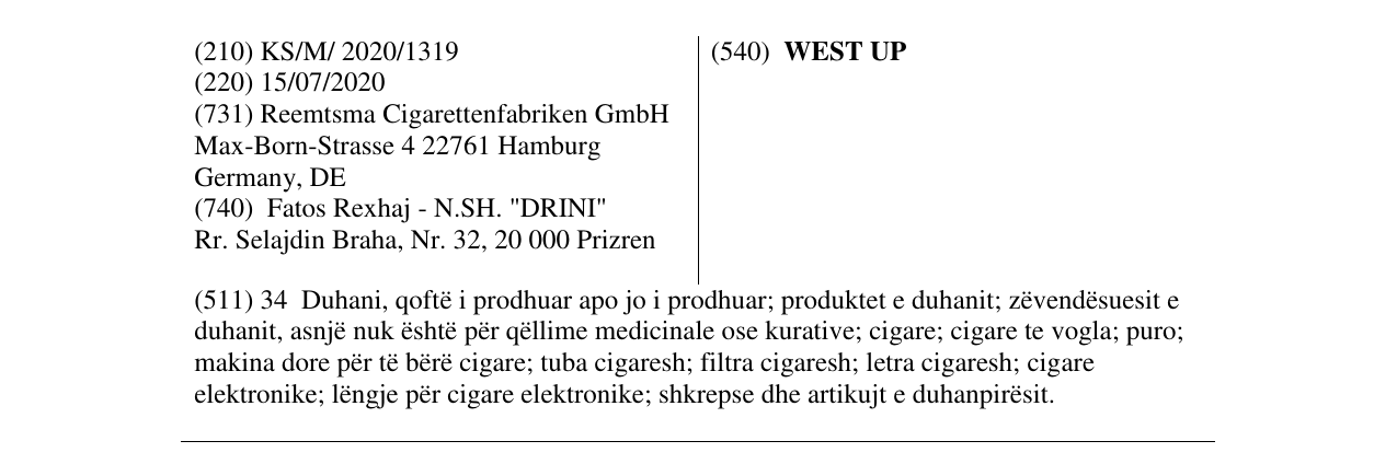 Zëri i markës WEST UP në buletin