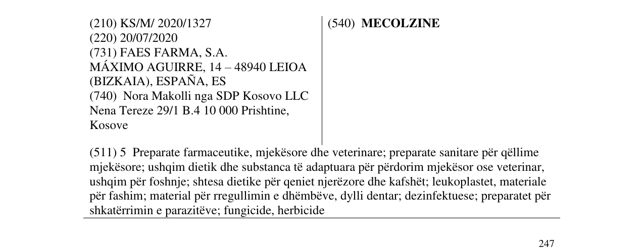 Zëri i markës MECOLZINE në buletin