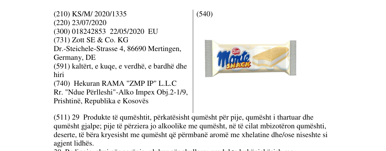 Zëri i markës monte snack në buletin