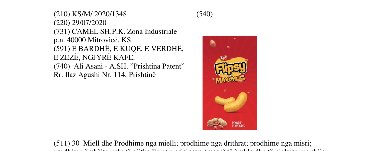 Zëri i markës FLIPSY MAXIMUS në buletin