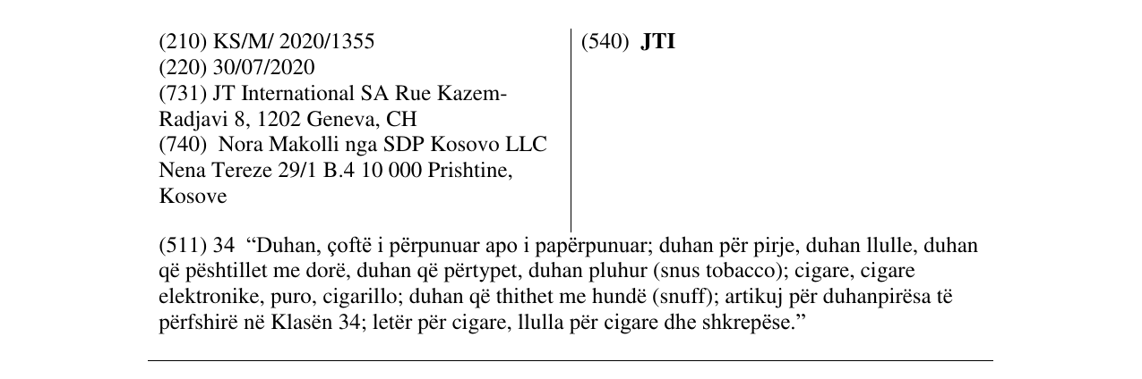 Zëri i markës JTI në buletin