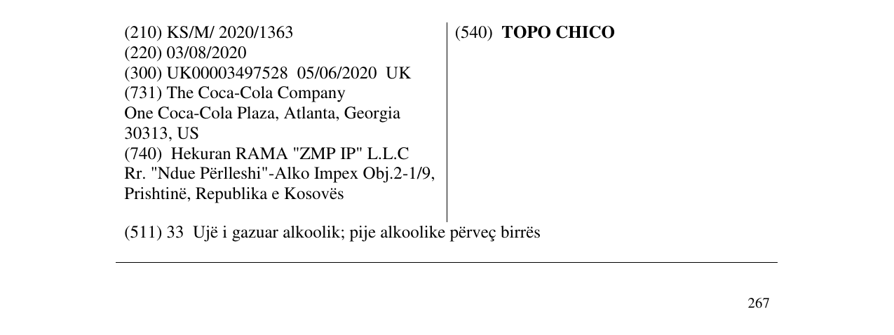 Zëri i markës TOPO CHICO në buletin