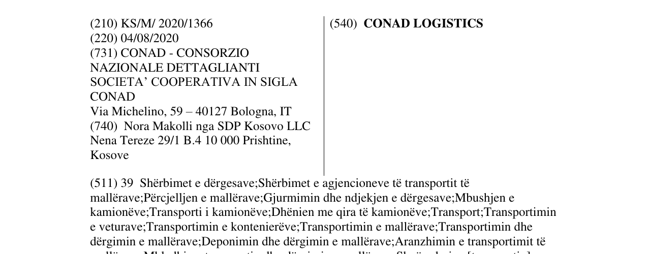 Zëri i markës CONAD LOGISTICS në buletin