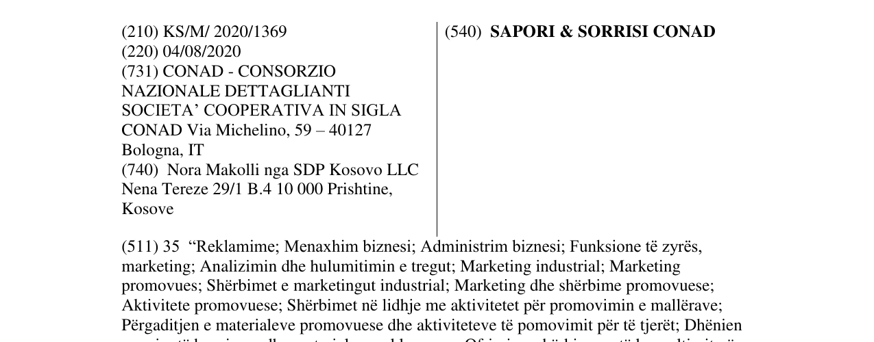 Zëri i markës SAPORI & SORRISI CONAD në buletin