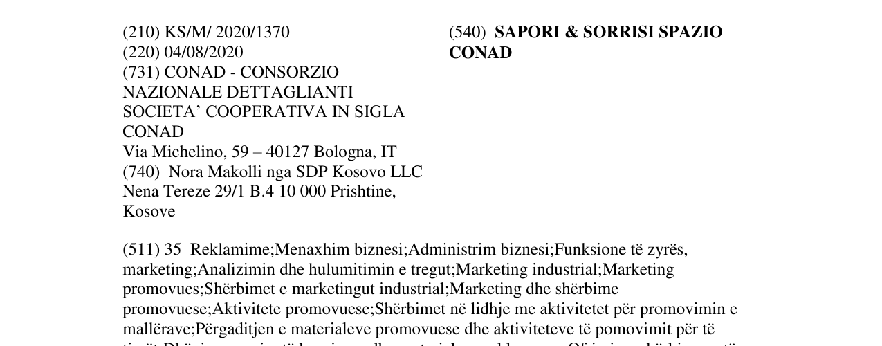 Zëri i markës SAPORI & SORRISI SPAZIO CONAD në buletin