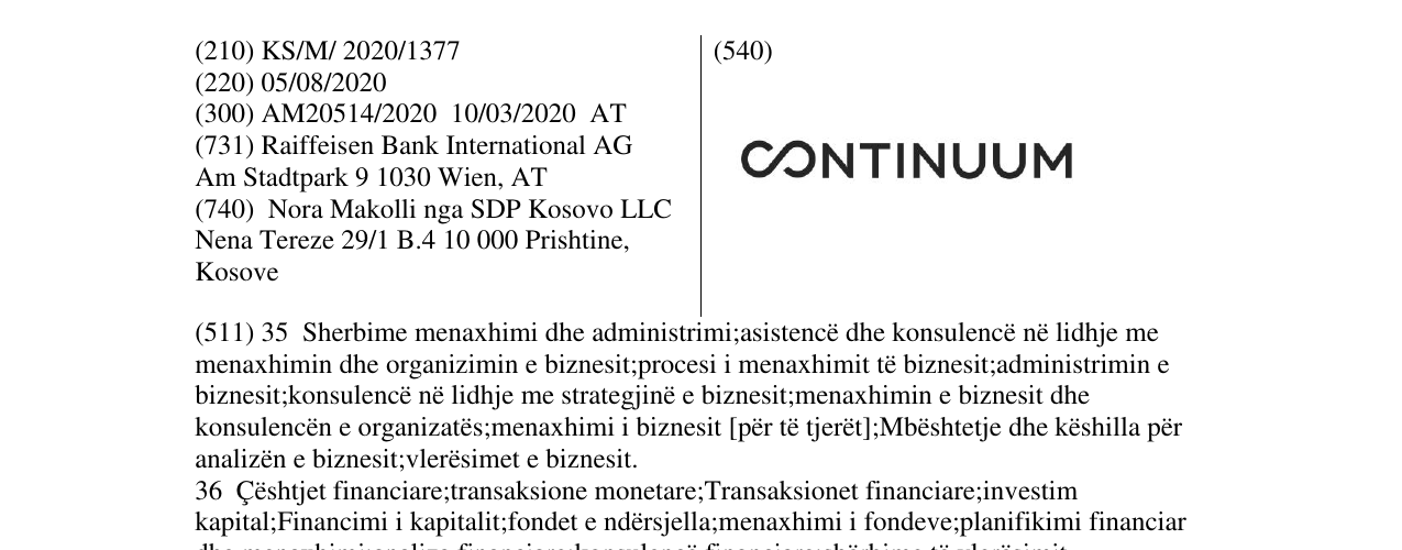 Zëri i markës CONTINUUM në buletin