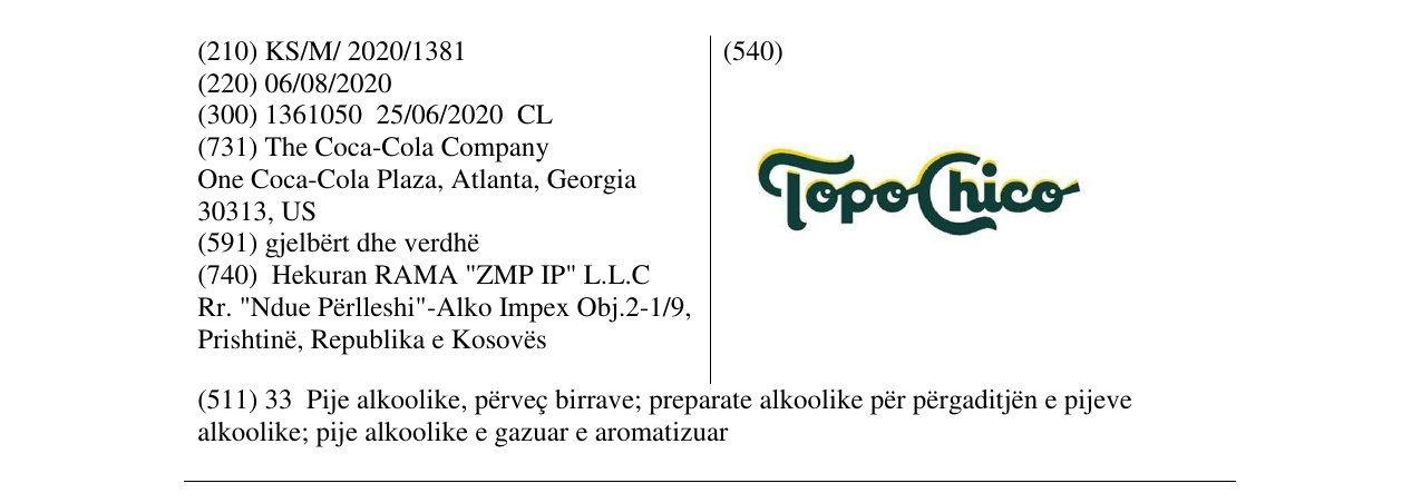 Zëri i markës TOPO CHICO në buletin