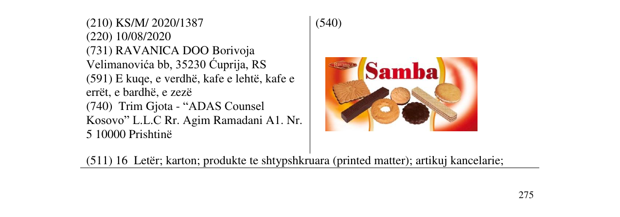 Zëri i markës Samba në buletin