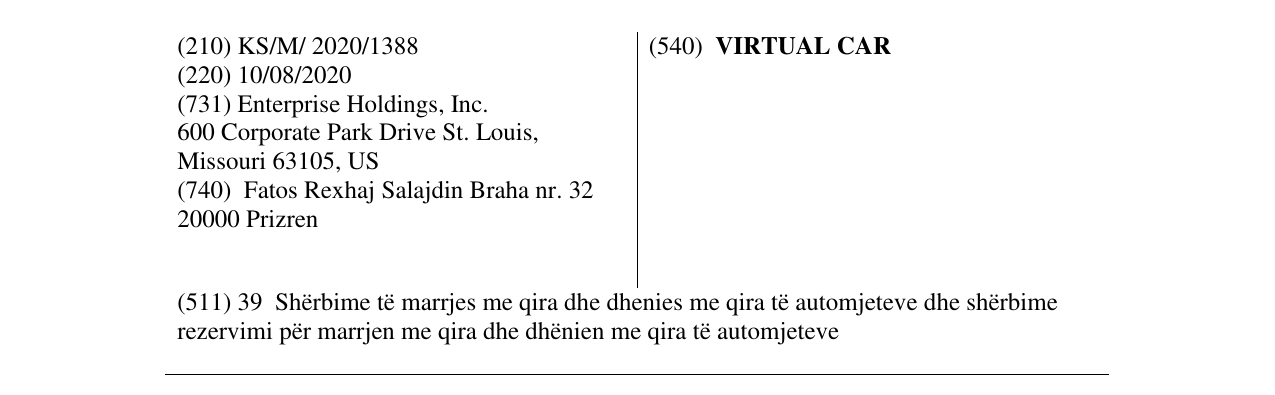 Zëri i markës VIRTUAL CAR në buletin