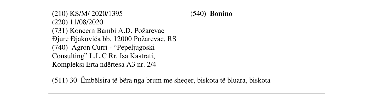 Zëri i markës Bonino në buletin