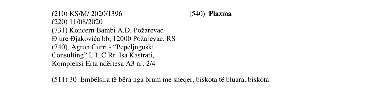 Zëri i markës Plazma në buletin