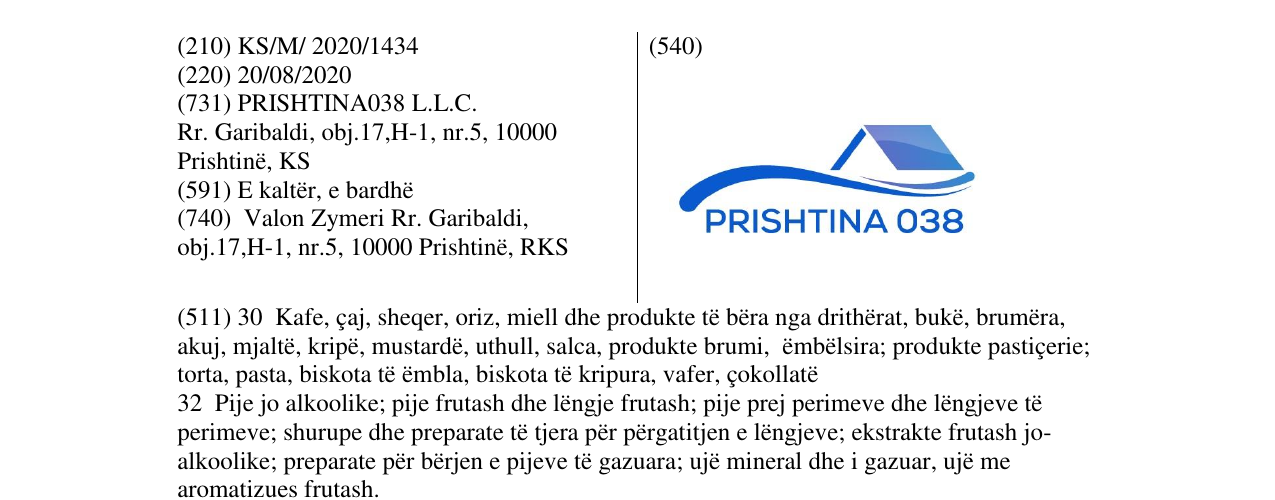 Zëri i markës PRISHTINA038 në buletin