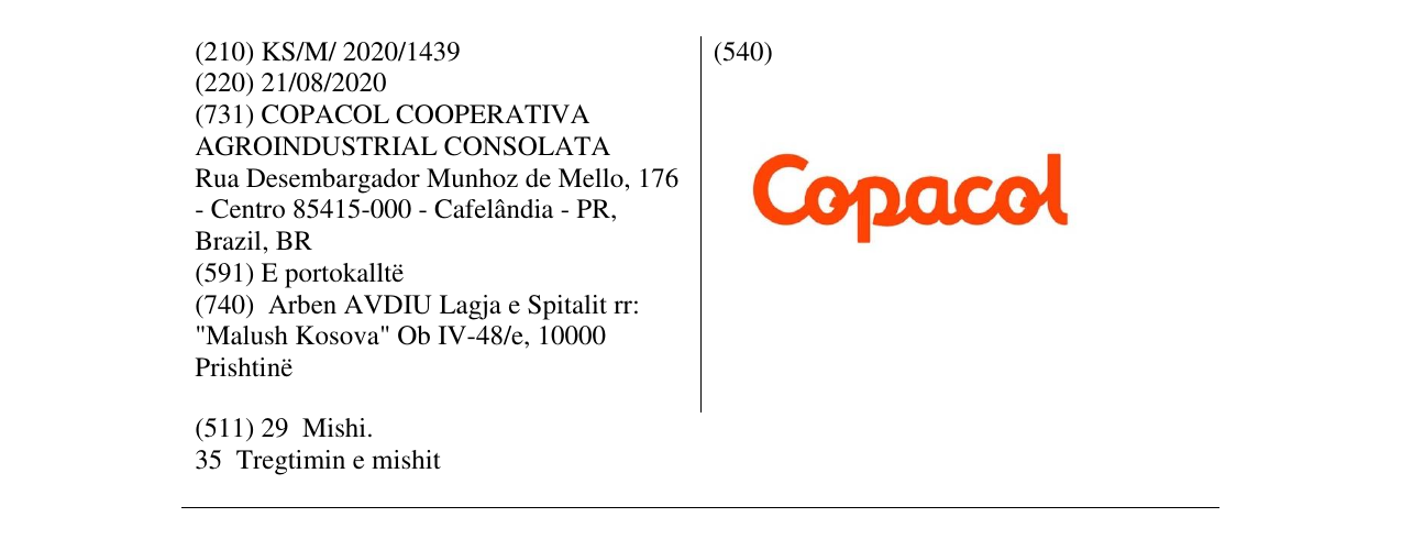 Zëri i markës copacol në buletin