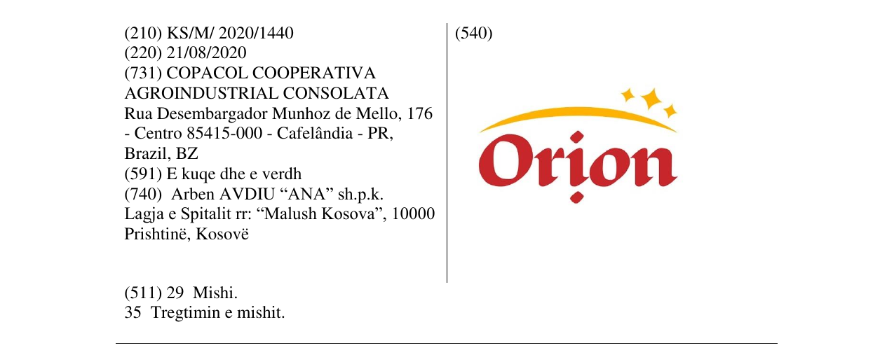 Zëri i markës ORION në buletin