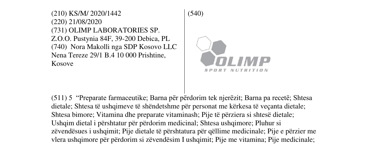 Zëri i markës OLIMP SPORT NUTRITION në buletin
