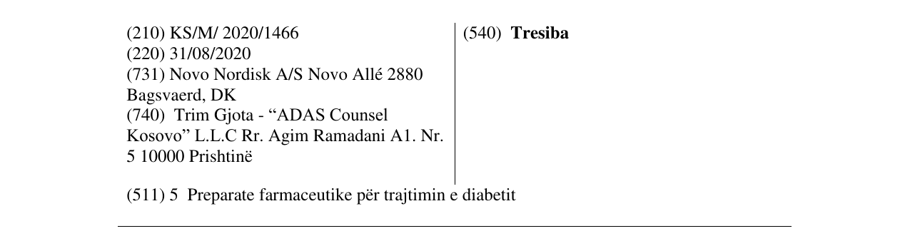 Zëri i markës Tresiba në buletin