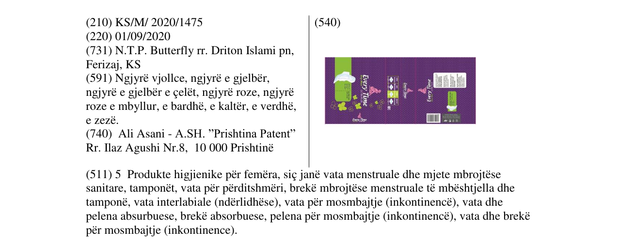 Zëri i markës Every Time Dry Max në buletin