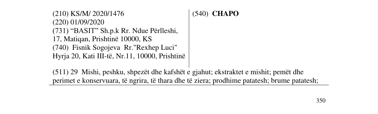 Zëri i markës CHAPO në buletin
