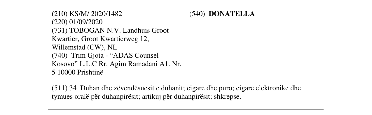 Zëri i markës DONATELLA në buletin