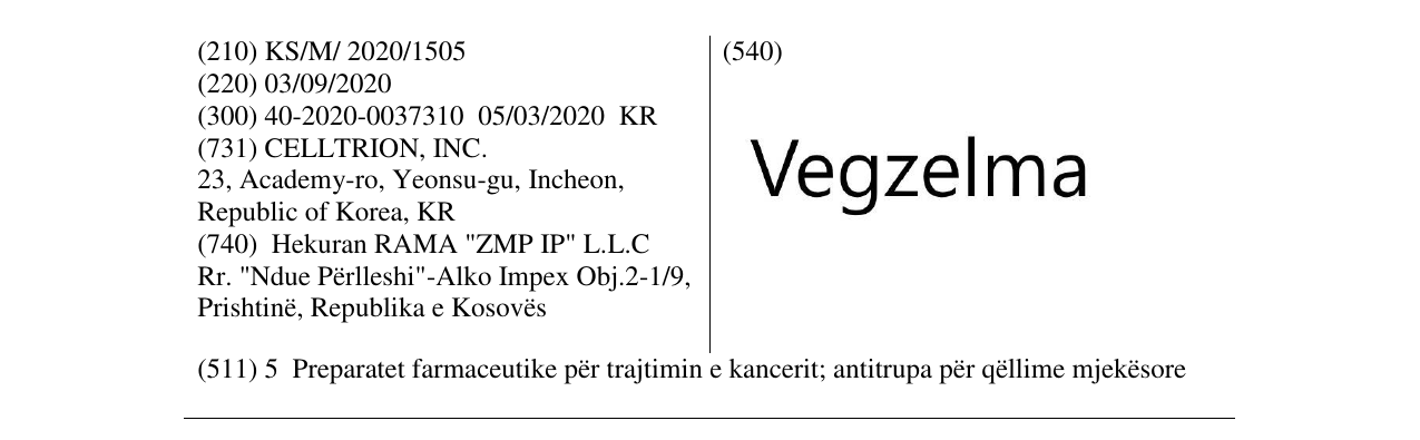 Zëri i markës Vegzelma në buletin