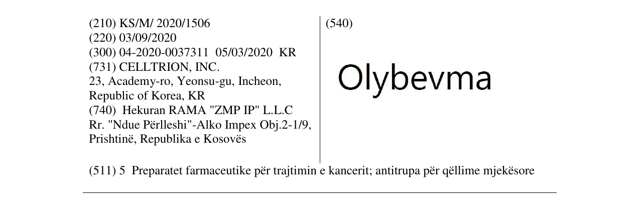 Zëri i markës Olybevma në buletin
