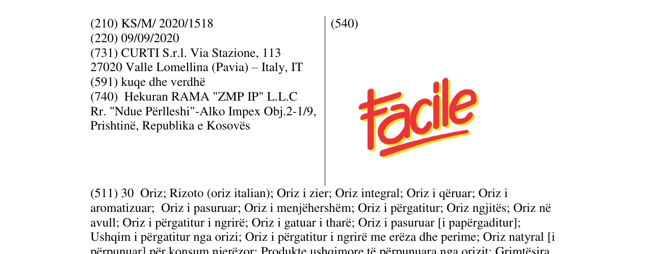Zëri i markës facille në buletin