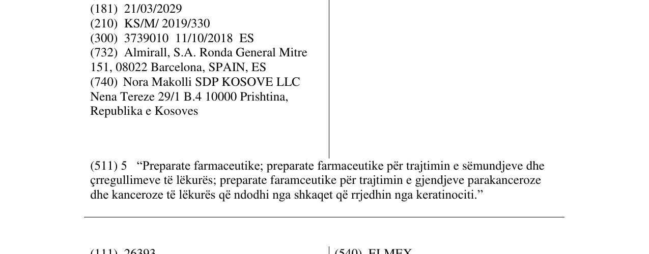 Zëri i markës RAYKLIRA në buletin