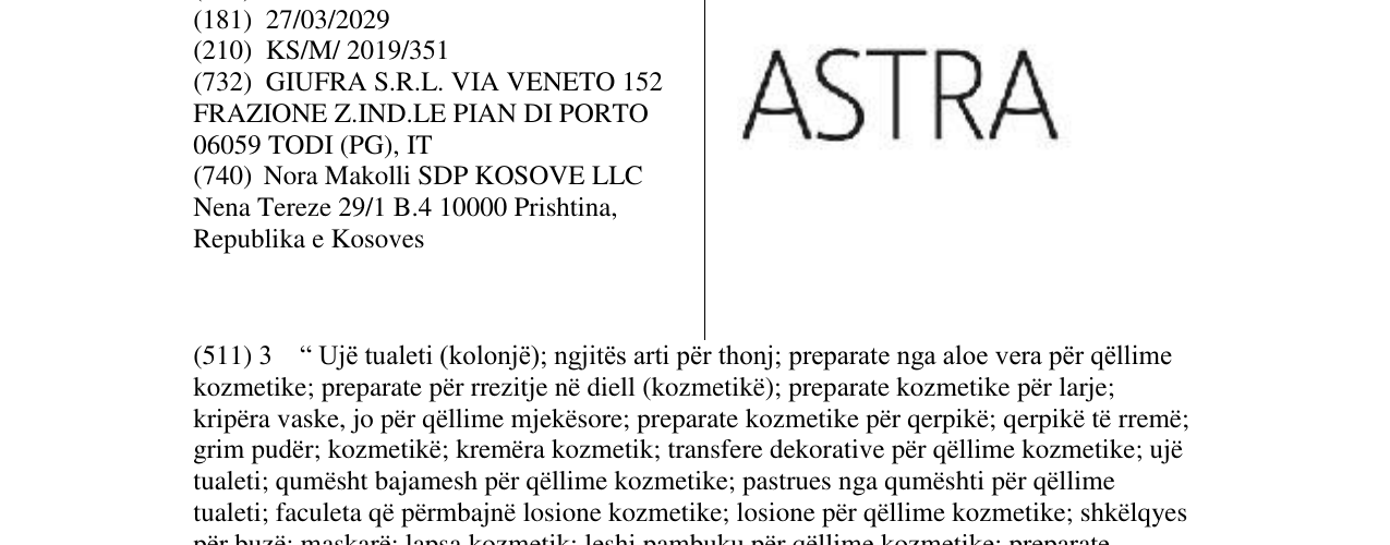 Zëri i markës ASTRA në buletin