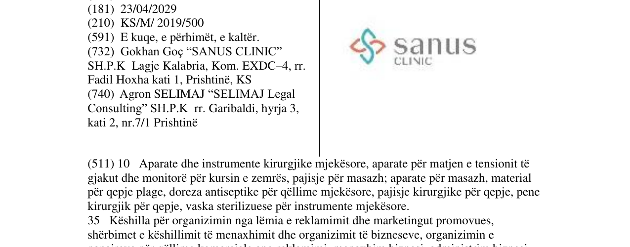 Zëri i markës sanus CLINIC në buletin