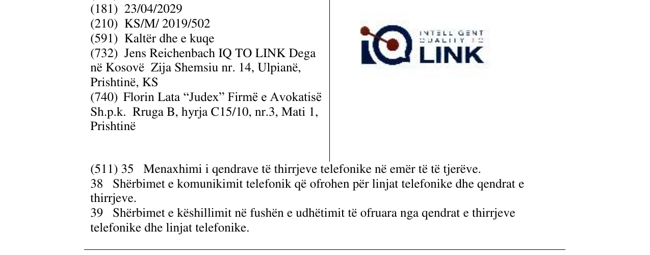 Zëri i markës IQ LINK në buletin
