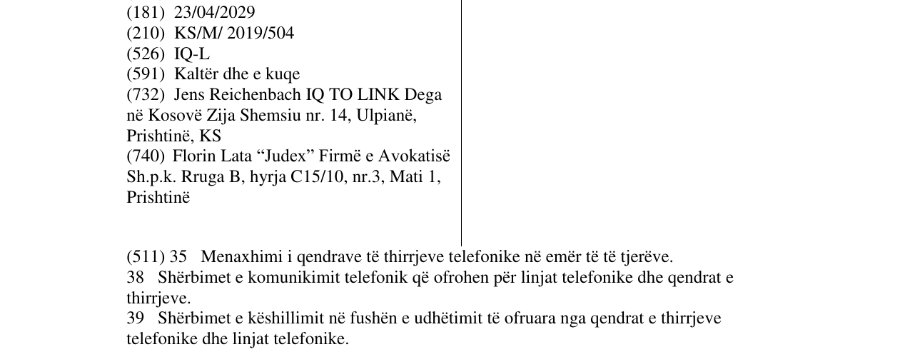 Zëri i markës IQ-L në buletin