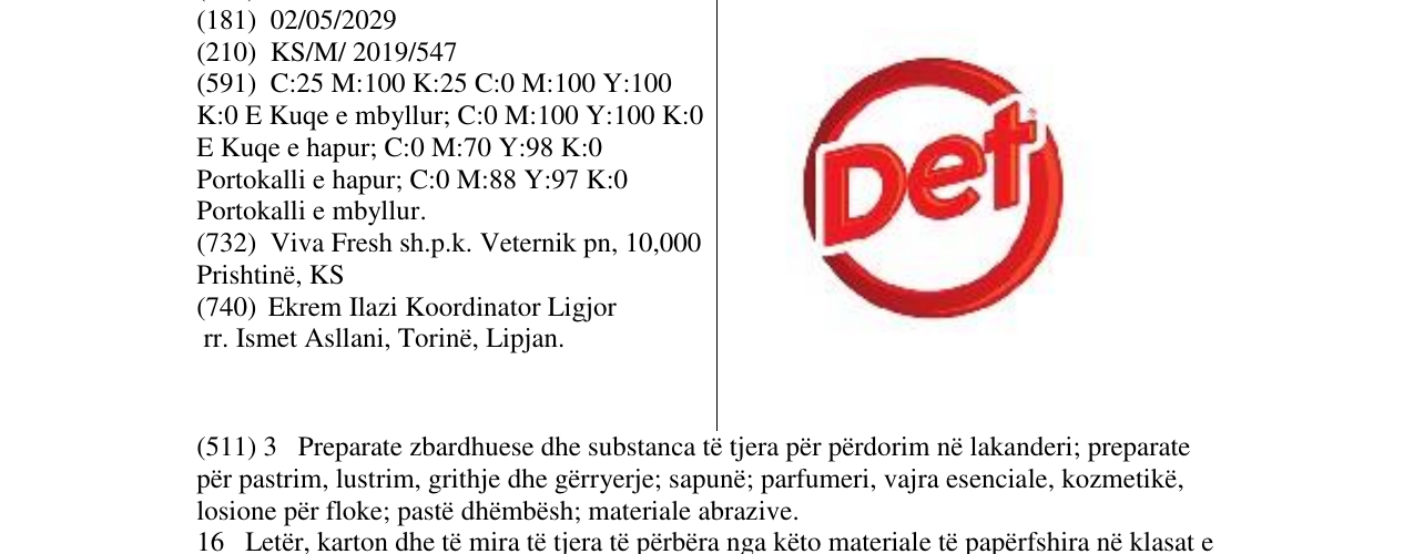 Zëri i markës Det në buletin